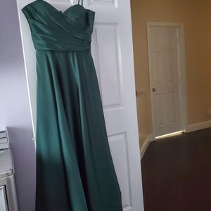 Strapless Slit Satin BallgownLA FEM